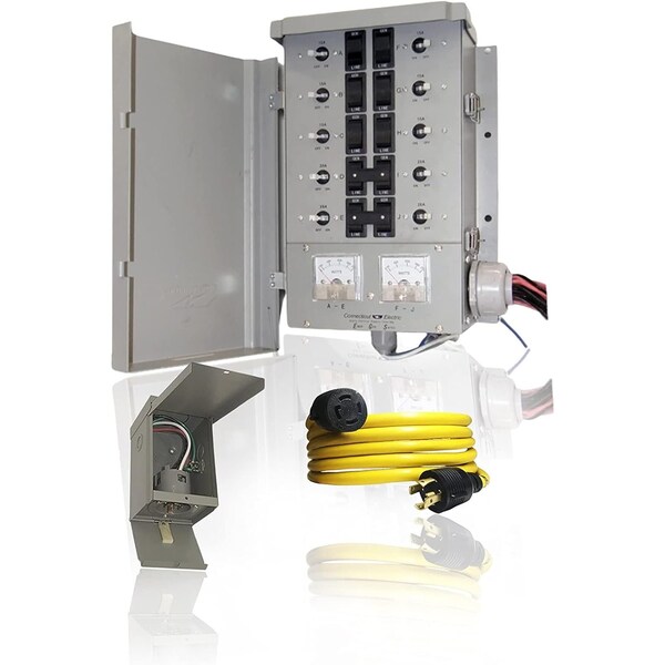 Connecticut Electric 30A 10 Circuit G2 Manual Transfer Switch Kit W/ 30 A Inlet and 25Ft Cord EGS107501G2K25 - main